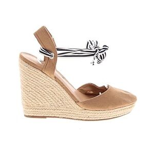 Express Tan and Black Wedge Sandals